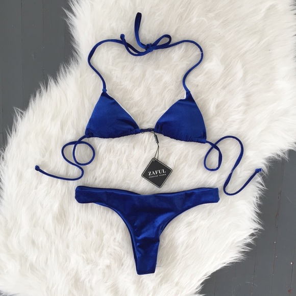 Zaful Other - Zaful Blue Velvet Bikini